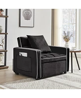 Streamdale Furniture Adjustable Sofa Bed Chair: Black Futon Recliner