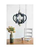 Streamdale Furniture Farmhouse Pendant Light, Wood Chandelier - 6 Lights