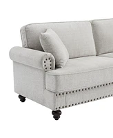 Simplie Fun Chenille Modern Upholstered Sofas 2 Seater Couches With Nails And Armrests (White)