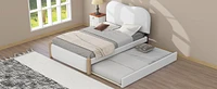 Streamdale Furniture Twin Size Upholstered Platform Bed With Wood Supporting Feet And Twin Size Trundle