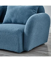 Streamdale Furniture Three Seat Lazy Sofa Teddy Fabric Blue