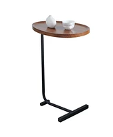 Streamdale Furniture 2 Pieces Brown Cshaped Side Table, Small Sofa Table For Small Spaces, Living Room, Bedroom