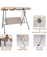 Streamdale Furniture Outdoor Porch Patio Swing Chair With Stand And Waterproof Canopy All Weather Resistant Swing Bench