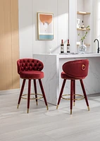 Streamdale Furniture Set of 2 Solid Wood Counter Height Bar Stools