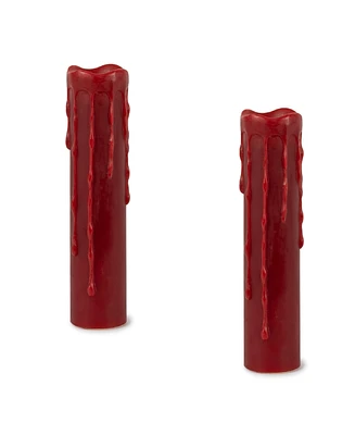 Slickblue Red Led Dripping Wax Designer Candle with Remote (Set of 2)