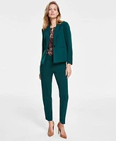 Kasper Single Button Blazer Pleated Neck Top Slim Pants