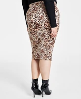 Bar Iii Trendy Plus Cheetah-Print Midi Skirt, Created for Macy's