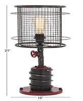 Rosemary Lane 25" Metal Industrial Inspired Accent Lamp with Wire Caged Lampshade