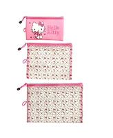 Hello Kitty Sanrio Quilt Pattern 3 Pack Travel Pouch Set