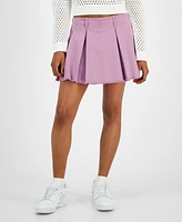 Ultra Flirt Juniors' Pleated Raw-Edge-Hem Mini Skort