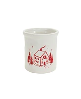 Slickblue Ceramic Crock With Snowy House Scene (Set of 4)