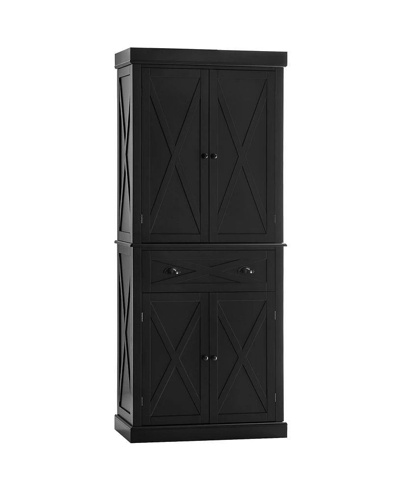 Homcom 72" Kitchen Pantry Storage Cabinet with Adjustable Shelves Gray