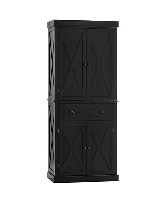 Homcom 72" Kitchen Pantry Storage Cabinet with Adjustable Shelves Gray