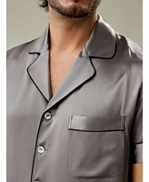 Lilysilk Men's 22 Momme Contrast Trim Short Silk Pajama Set for Men