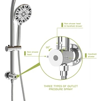 Multi Function Dual Shower Head - Shower System With 4.7 Rain Showerhead, 7-Function