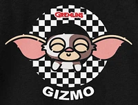 Gremlins Boys Gizmo Checkered Background Black Long Sleeve Shirt