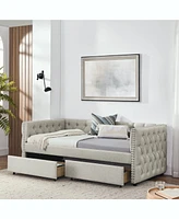 Streamdale Furniture Elegant Mid-Century Daybed with Trundle and Drawers