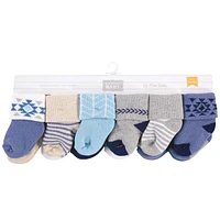 Hudson Baby Baby Boys Hudson Grow with Me Cotton Terry Socks, Safari, 0-6 and 6-12 Months