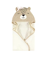 Hudson Baby Infant Girl Cotton Animal Face Hooded Towel, Cheetah, One Size