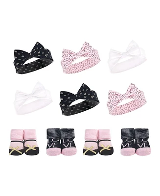 Hudson Baby Baby Girls 10Pc Headband and Socks Set, Love, 0-9 Months