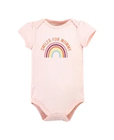 Hudson Baby Girls Cotton Bodysuit and Pant Set, Sunshine Rainbows Short-Sleeve, Newborn