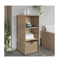 vidaXL Patio Storage Cabinet Beige 19.7"x21.7"x45.3" Poly Rattan