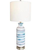 Rosemary Lane 28" Glass Abstract Striped Accent Lamp with Gold Base