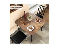 gaomon Kitchen Table and Chairs for 2 with with Chamfer Design, Dining Table Set with Cushion Seats for Small Space