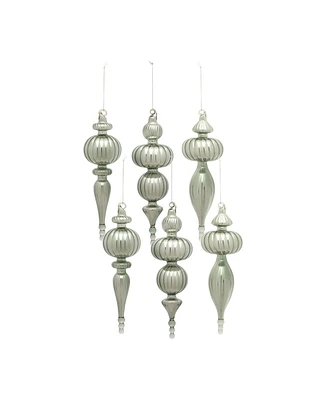 Slickblue Sage Green Glass Finial Drop Ornament (Set of 6)