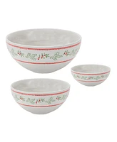 Slickblue Festive Stoneware Mistletoe Bowls (Set of 3)