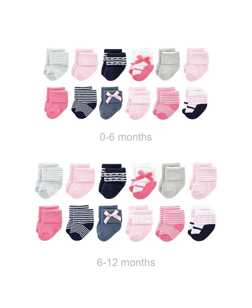 Luvable Friends Baby Girls Grow with Me Cotton Terry Socks