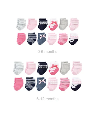 Luvable Friends Baby Girls Grow with Me Cotton Terry Socks