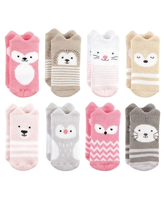 Hudson Baby Baby Girls Cotton Rich Newborn and Terry Socks Woodland 8-Pack