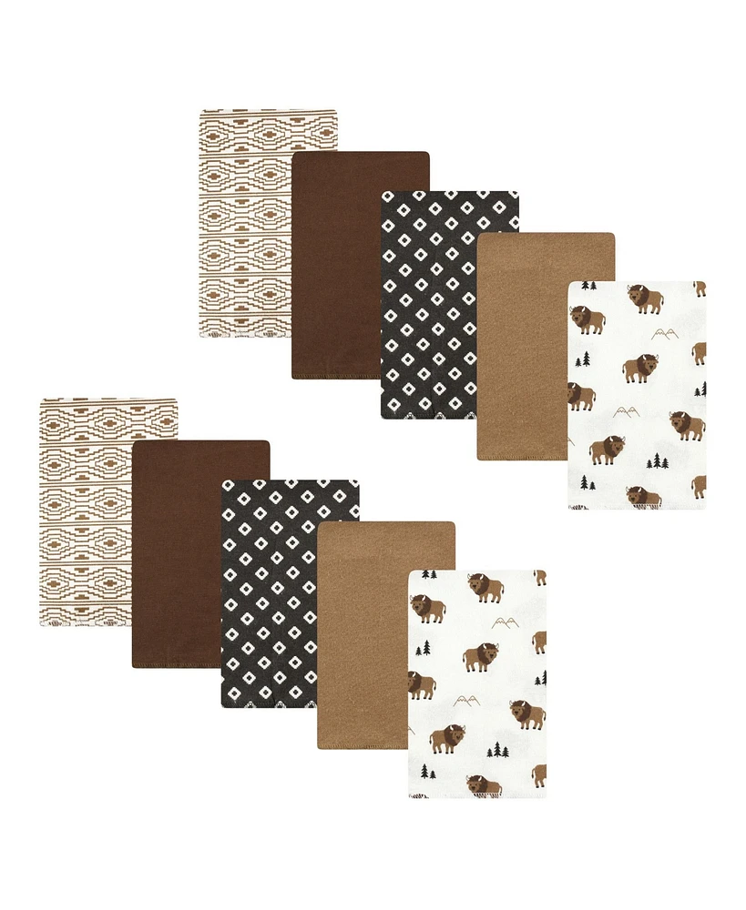 Hudson Baby Cotton Flannel Burp Cloths, Wild Buffalo Pack