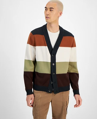 Sun + Stone Men's Charles Colorblocked Button-Front Cardigan Sweater, Created for Macy's