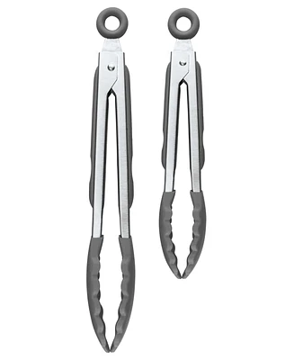 Tovolo 9" 12" Stainless Steel Silicone Grip Tongs, Set of 2