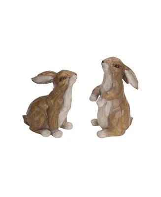 Slickblue Carved Stone Garden Rabbit Figurine (Set of