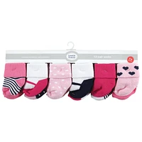 Luvable Friends Baby Girls Grow with Me Cotton Terry Socks, Navy Mary Janes, 0-6 and 6-12 Months