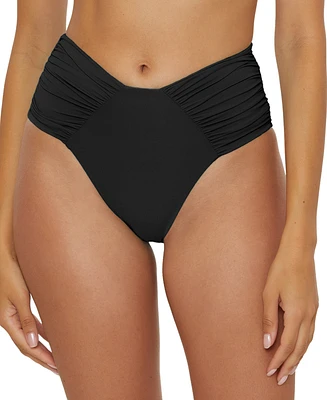 Becca Women's Ruched High-Waist Bikini Bottoms