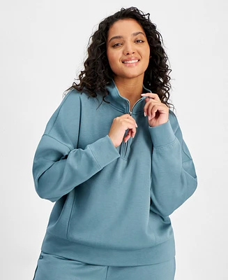 And Now This Trendy Plus Quarter-Zip Scuba Knit Pullover, Created for Macy's