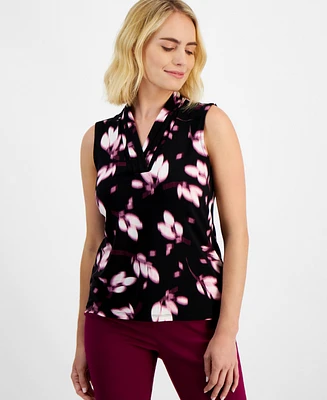 Anne Klein Petite Abstract-Print Shell Top