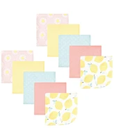 Hudson Baby Infant Girl Flannel Cotton Washcloths, Lemon Daisy Pack