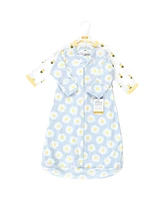 Hudson Baby Baby Girls Hudson Cotton Long-Sleeve Wearable Sleeping Bag, Sack, Blanket, Daisy Bee Long Sleeve, 0-3 Months
