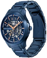 A|X Armani Exchange Men's Automatic Three-Hand Blue Stainless Steel Watch 46MM