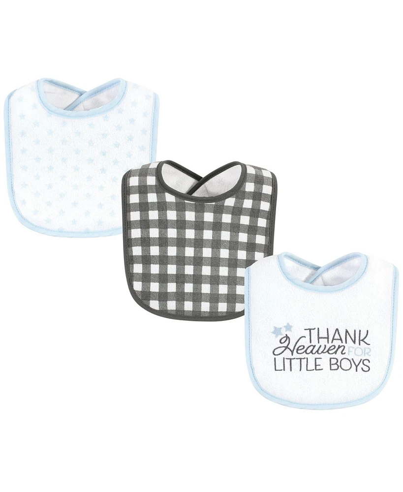 Hudson Baby Infant Boy Fiber Filled Drooler Bibs 3pk, Thank Heaven Blue Stars, One Size