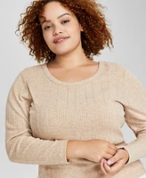 And Now This Trendy Plus Scoop-Neck Rib-Knit Top, Created for Macy's