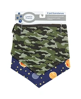 Luvable Friends Dog Reversible Pet Dog and Cat Bandana Bibs 2pk, Space Camo, One Size