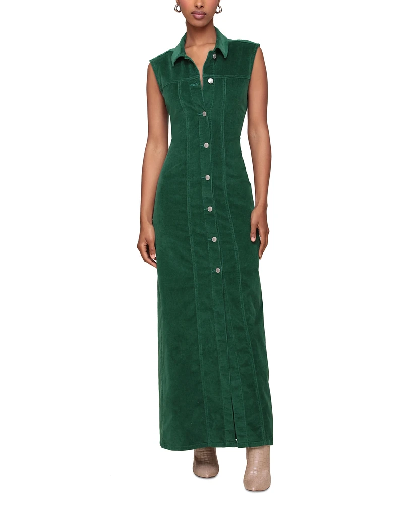 Avec Les Filles Women's Corduroy Sleeveless Maxi Dress