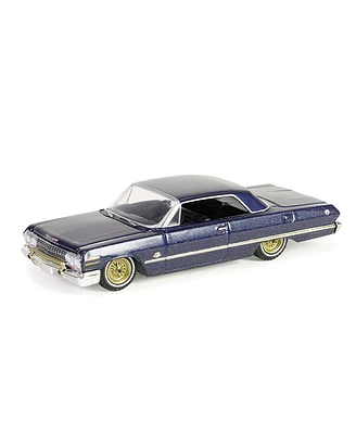 Greenlight Collectibles 1/64 1963 Chevrolet Impala Blue & Gold, California Lowriders