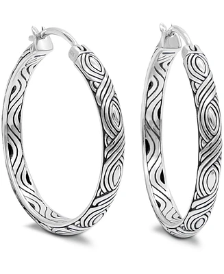 Devata 35mm Bali Woven Hoop Earrings in Sterling Silver